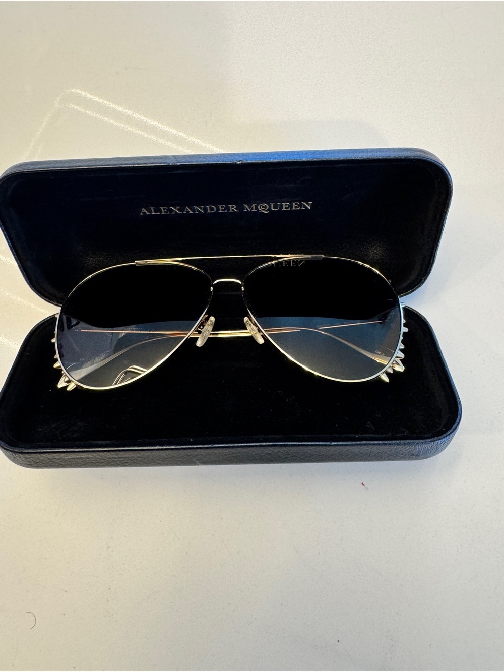 Alexander McQueen Gold Aviator Sunglasses with Black Gradient Lenses